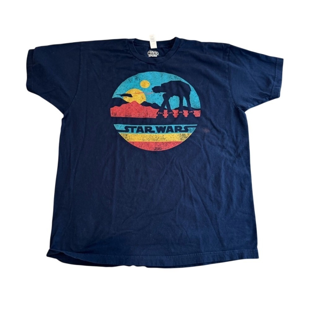 Star Wars AT-AT Graphic Tee Mens‎ XL Navy Blue Good Retro Sunset Alstyle Shirt